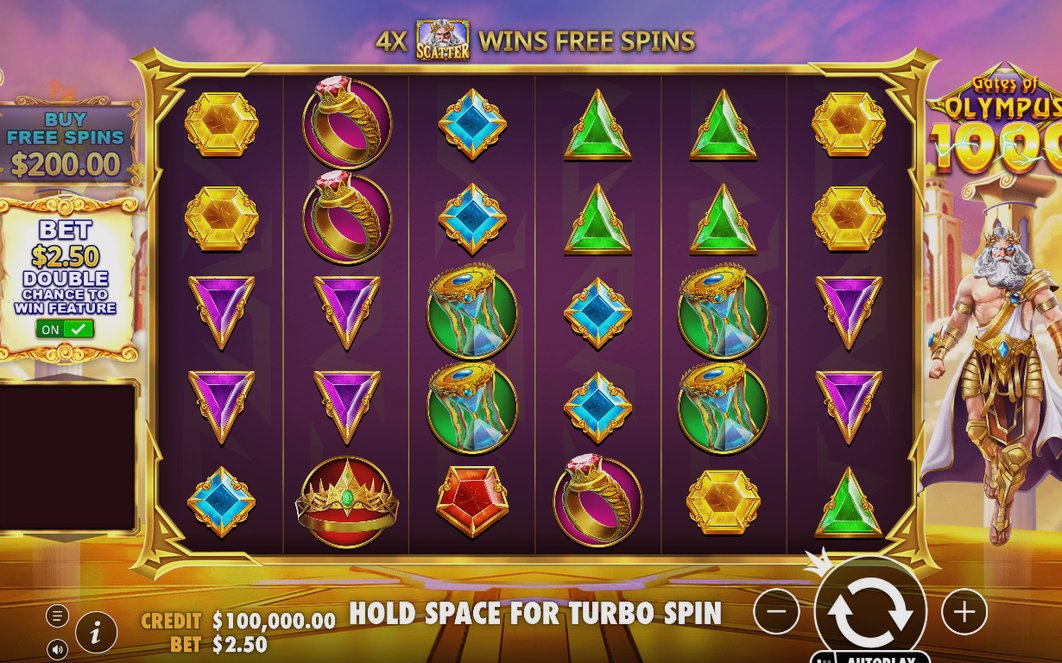 Grundspel med Tumble och MULTIPLIER-orbs i rutnätet