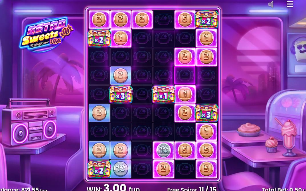 Free spins-läget med Wild Candy Symbols i rutnätet