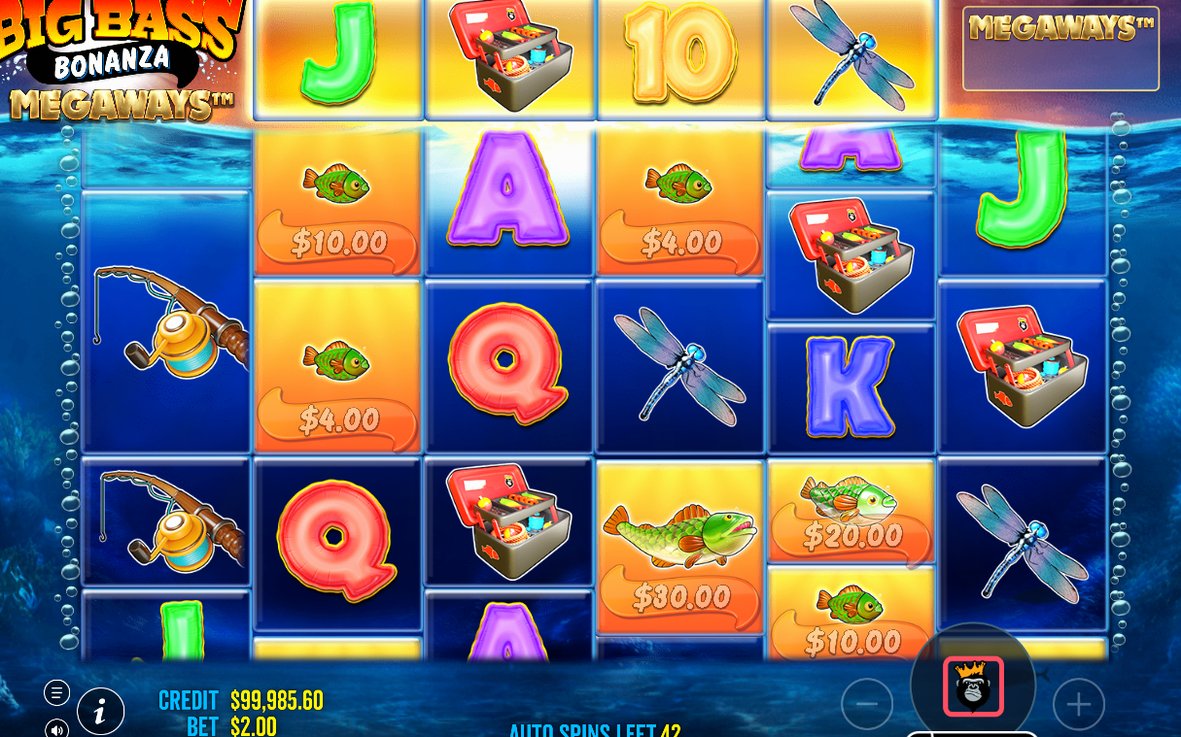 Free Spins-läget med FISHERMAN och MONEY-värden på rutnätet